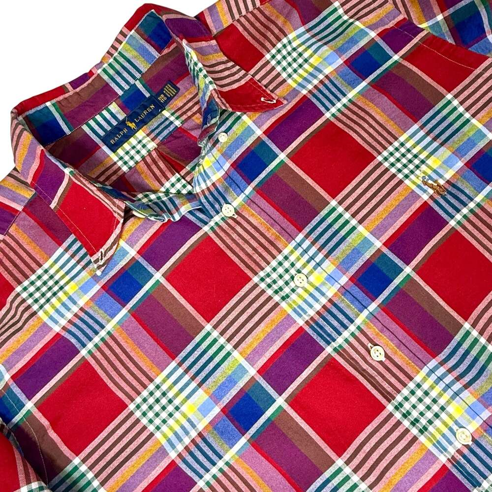 Ralph Lauren Multi-Color Plaid Oxford Long Sleeve Shirt Size 1XB